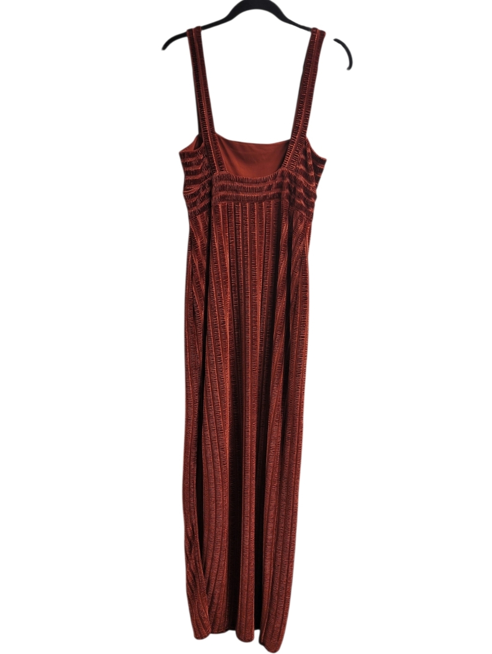 Free People Rust Velvet Maxi Knit Dress Square Neck Side Slit Medium - Picture 8 of 16